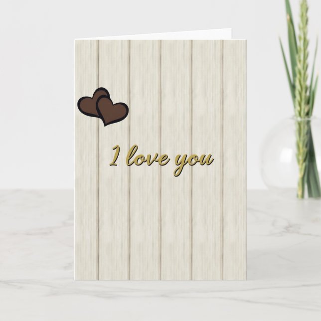 I Love You Wood Hearts Card (Front)