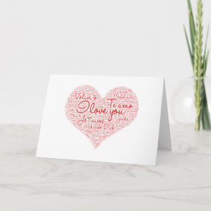 I Love You Word Cloud Red Heart Valentine's Day Card