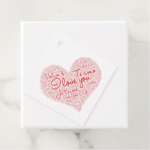 I Love You Word Cloud Red Heart Valentine's Day Favor Tags