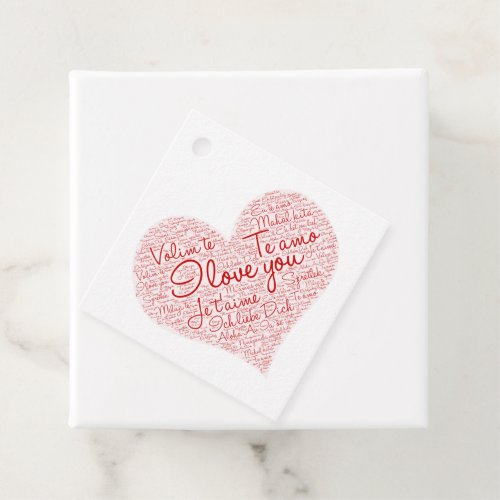 I Love You Word Cloud Red Heart Valentines Day Favor Tags