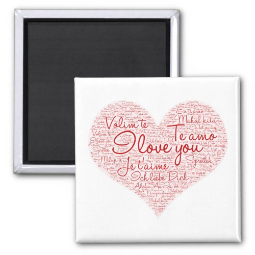 I Love You Word Cloud Red Heart Valentines Day Magnet