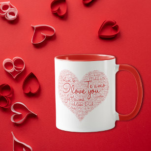 I Love You Word Cloud Red Heart Valentine's Day Mug