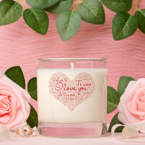 I Love You Word Cloud Red Heart Valentines Day Scented Candle