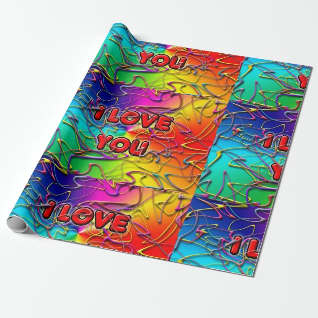 'I Love You' Wrapping Paper (Unrolled)