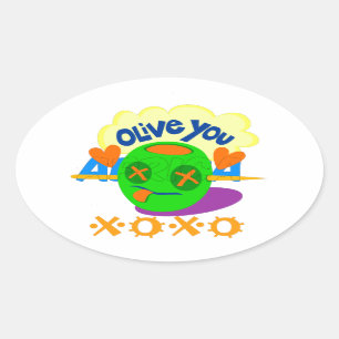 I Love You XOXO beautiful amazing Graphic text Art Oval Sticker