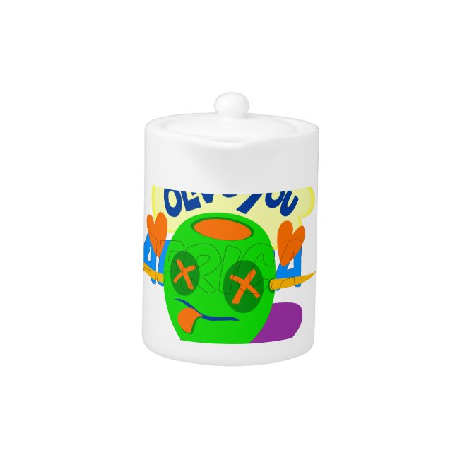 I Love You XOXO beautiful amazing Graphic text Art Teapot (Front)