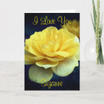 I Love You Yellow Rose Flower Personalized  Card