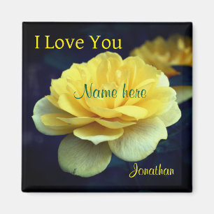 I Love You Yellow Rose Flower Personalized Magnet
