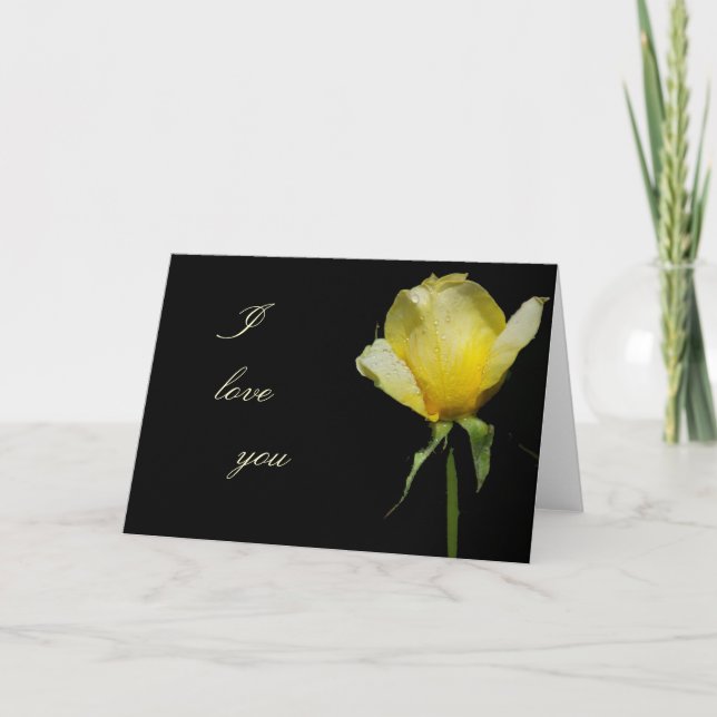 I love you yellow rose greeting card (Front)
