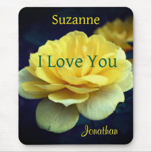 I Love You Yellow Rose Personalized Mouse Pad