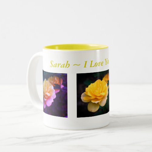 I Love You Yellow Rose Personalized Two_Tone Coffee Mug