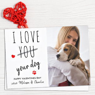 I Love Your Dog Funny Valentines Day Pet Photo  Holiday Card