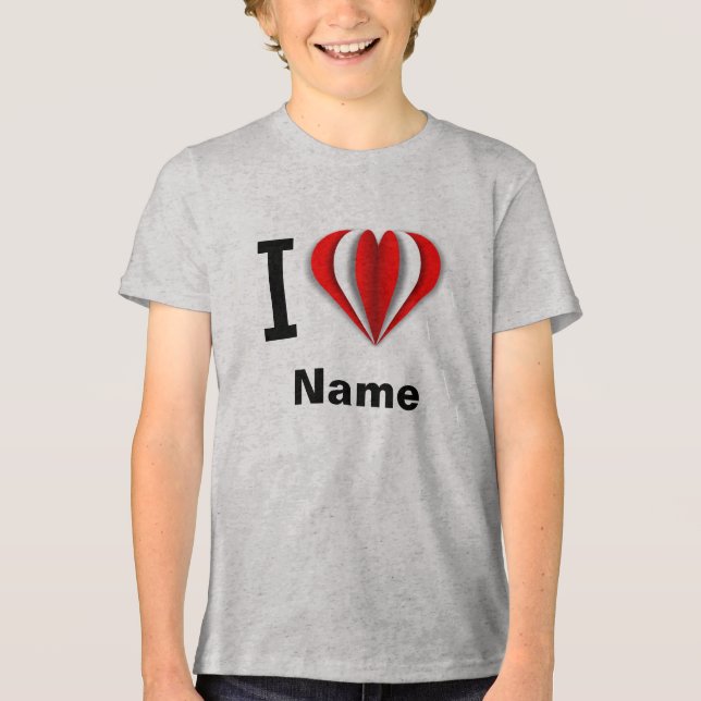 "I Love [Your Name]" Heart  Tri-Blend Shirt (Front)
