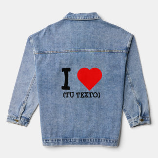 I LOVE + YOUR TEXT DENIM JACKET