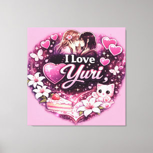 I Love Yuri Kawaii Girls’ Love Anime Aesthetic Canvas Print