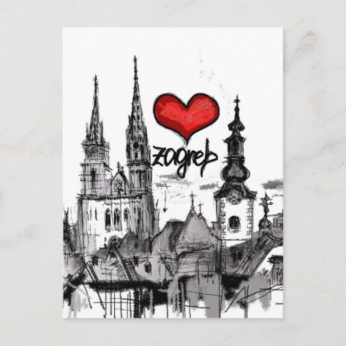 i love Zagreb Postcard