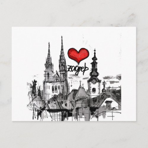 i love Zagreb Postcard