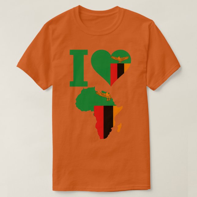 I love Zambia flag Africa map T-Shirt (Design Front)