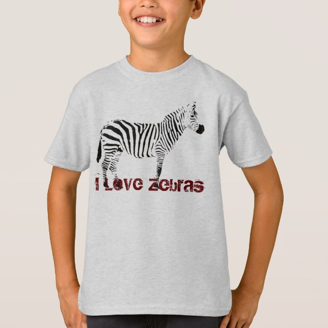 I Love Zebras Kid's T-Shirt (Front)