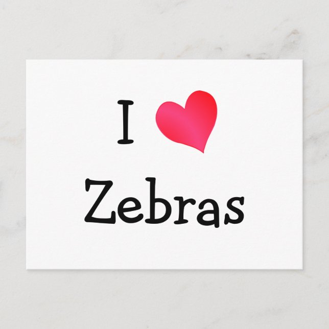 I Love Zebras Postcard (Front)