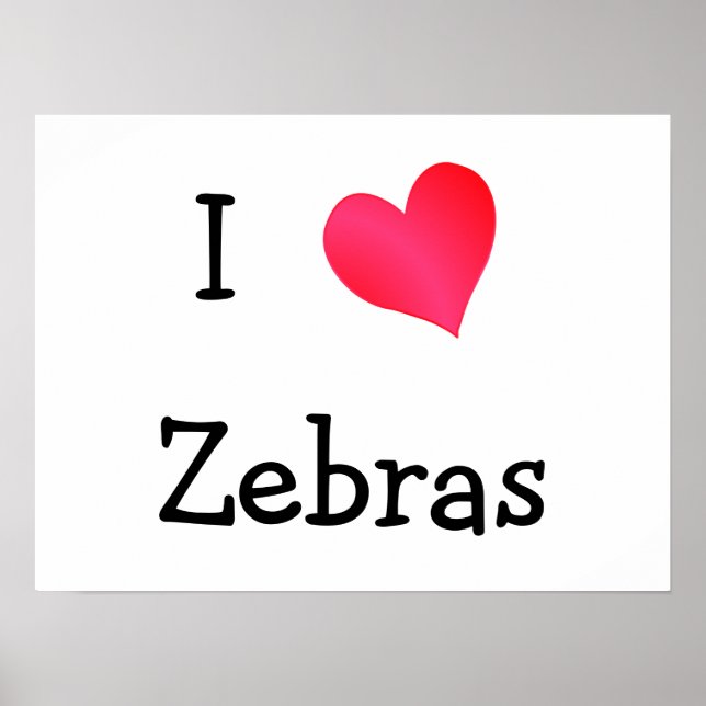 I Love Zebras Poster (Front)
