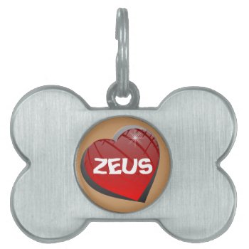 I Love Zeus Doggie Pet Tag by Baysideimages at Zazzle