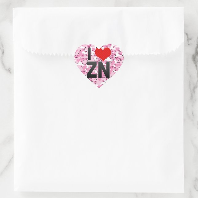 I Love ZN Heart Sticker | Zazzle