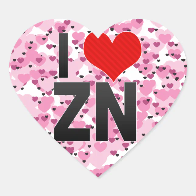 I Love ZN Heart Sticker | Zazzle
