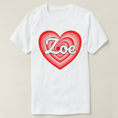 I Love Zoe Heart Zoe Name Zoe Funny Zoe T_Shirt