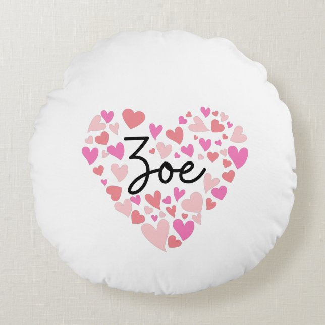 I love Zoe Round Pillow (Front)