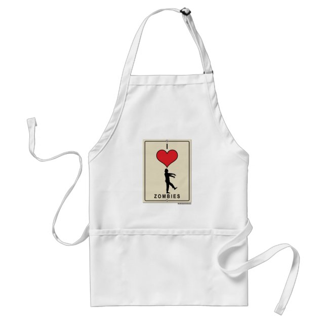 I Love Zombies Adult Apron (Front)