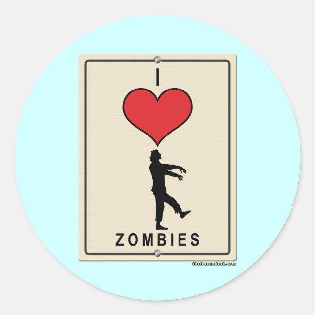I Love Zombies Classic Round Sticker (Front)
