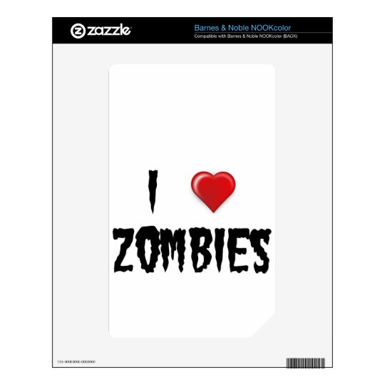 I Love Zombies Decal For The NOOK Color