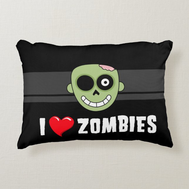 I Love Zombies Decorative Pillow (Front)