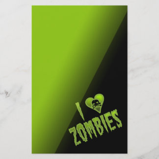I Love Zombies Horror Monster Stationery