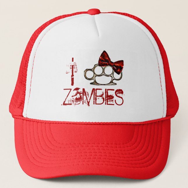 I Love Zombies-KnuckleBow Trucker Hat (Front)