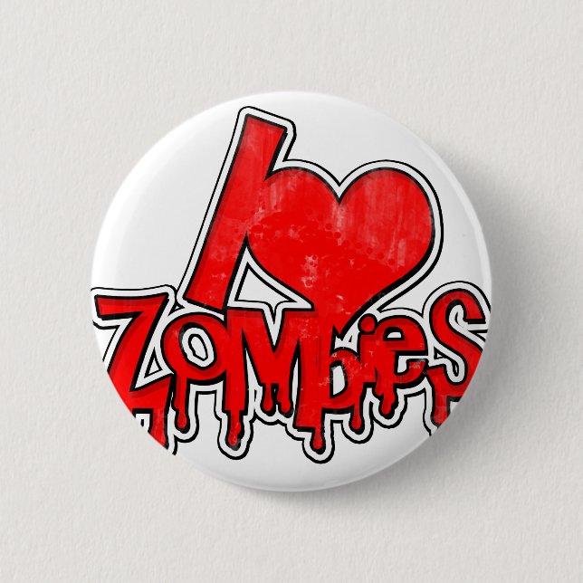 I Love Zombies Pinback Button (Front)