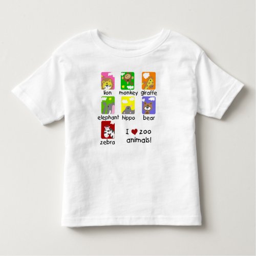 I Love Zoo Animals Toddler Ruffle Tee