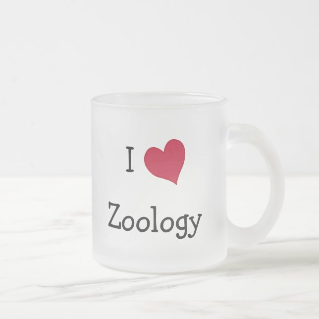 I Love Zoology Frosted Glass Coffee Mug (Right)