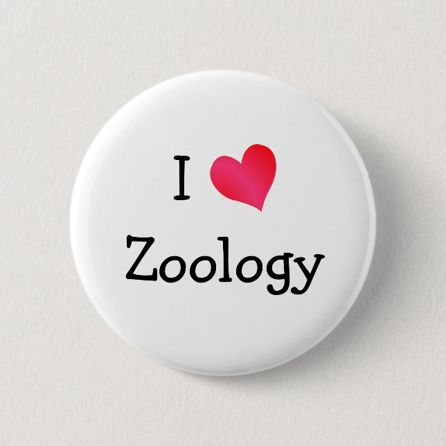 I Love Zoology Pinback Button (Front)