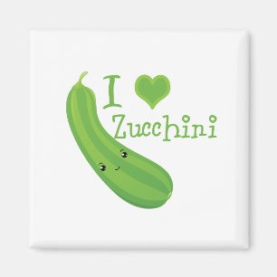 I Love Zucchini Smiling Kawaii Zucchini Magnet