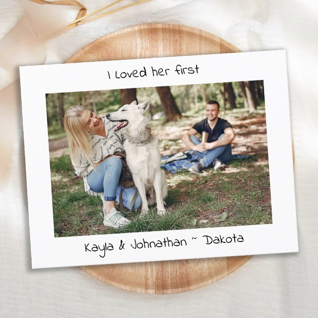 I Loved Her First - Cute Simple Modern Dog Wedding Announcement Postcard (Creator Uploaded)