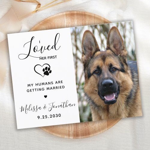 I Loved Her First Modern QR Code Pet Dog Wedding I Invitation Postcard