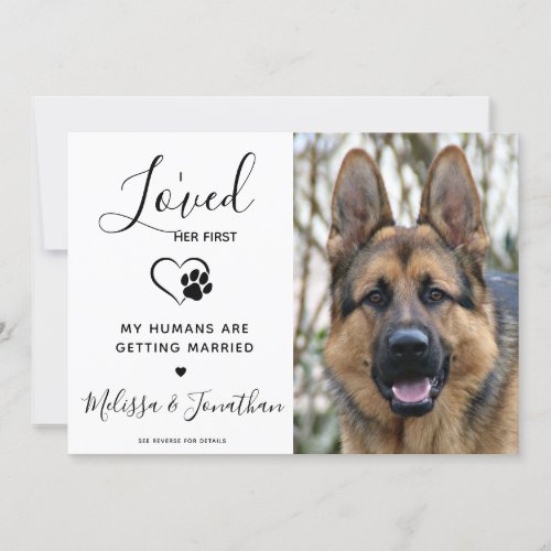 I Loved Her First Modern QR Code Pet Dog Wedding Invitation