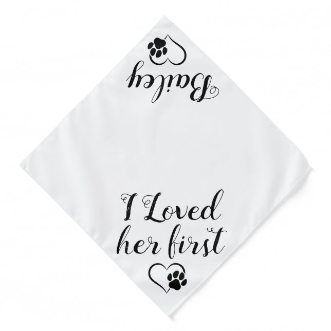 I Loved Her First Personalized Dog Pet Wedding Bandana (Front)