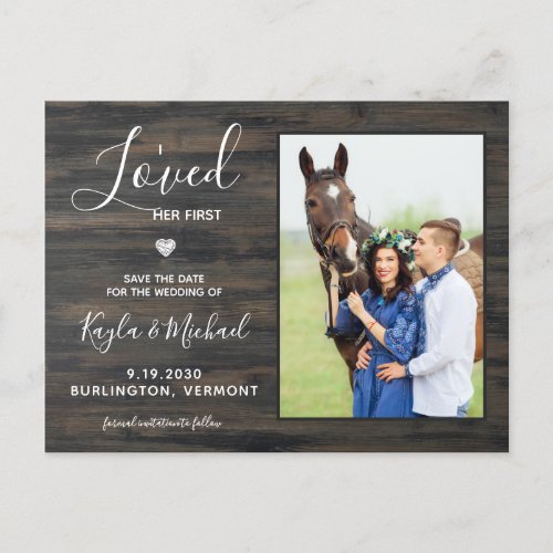 I Loved Her First Rustic Horse Photo Pet Wedding Announcement Postcard