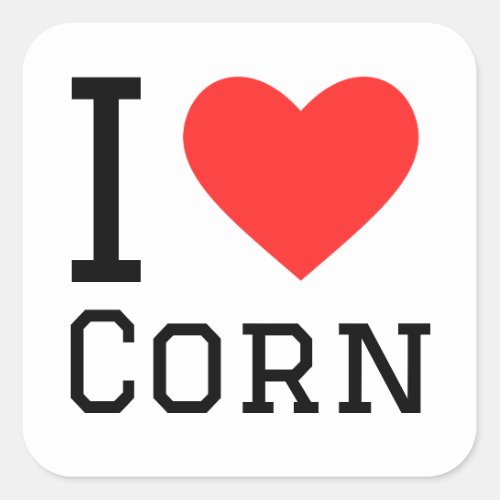 I lover corn square sticker