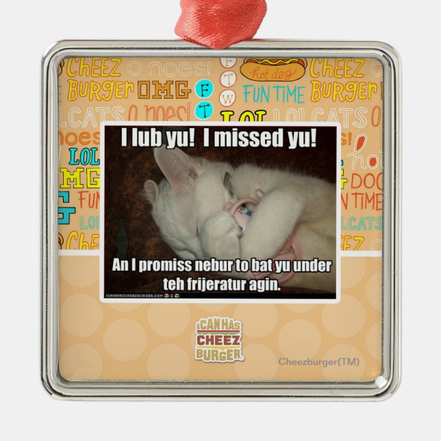 I lub Yu! I missed  yu! Metal Ornament (Front)