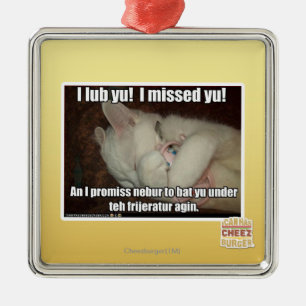 I lub Yu! I missed yu! Metal Ornament