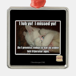 I lub Yu! I missed yu! Metal Ornament